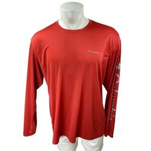 Columbia Omni-Shade Men's Orange Logo Crewneck Long Sleeve Tee T-Shirt Top Sz XL